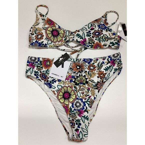 New O’Neill floral hi waisted bikini set. XS-top/S-bottom. Retails $119 - Picture 12 of 15
